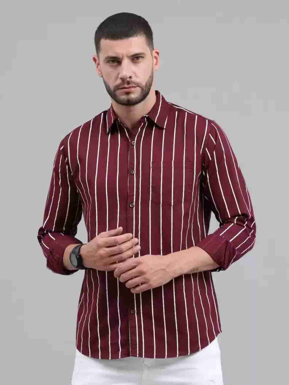 Mens Red & Maroon Print Shirt 